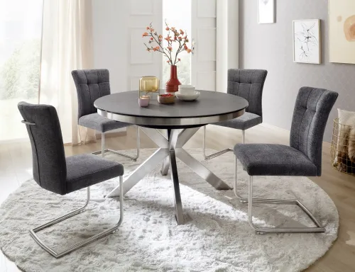 Esstisch Winnipeg | anthrazit | rund | ausziehbar | Ø 120(160) cm