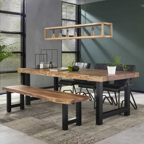 Esszimmerbank Egriss | Akazie massiv | 190 cm | Baumstamm