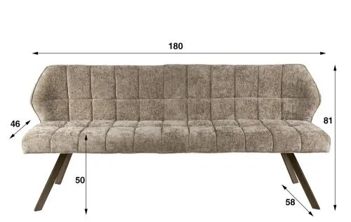 Esszimmerbank Muda | 180cm | Hoven-Stoff / Chenille | champagne-braun