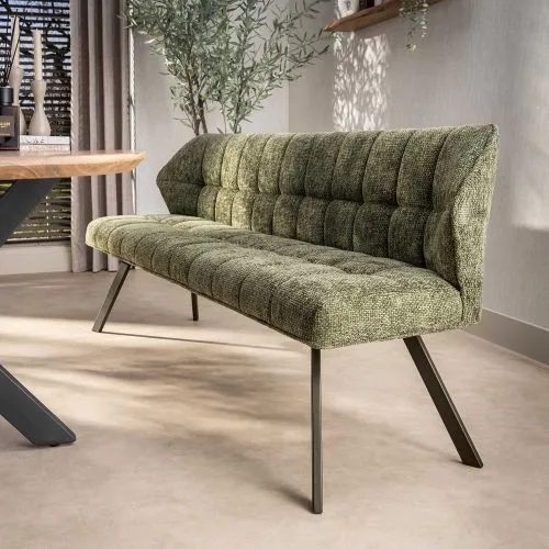 Esszimmerbank Muda | 180cm | Hoven-Stoff / Chenille | grün-braun