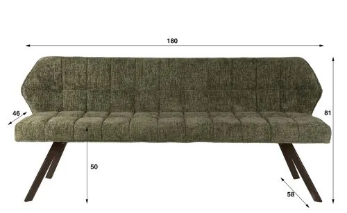 Esszimmerbank Muda | 180cm | Hoven-Stoff / Chenille | grün-braun