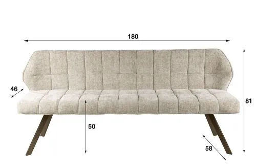 Esszimmerbank Muda | 180cm | Hoven-Stoff / Chenille | sand-braun