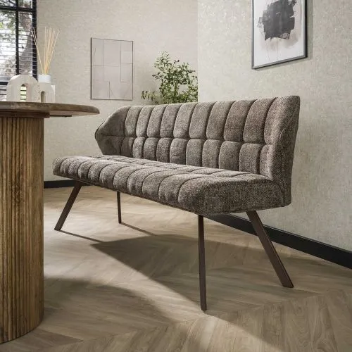 Esszimmerbank Muda | 180cm | Hoven-Stoff / Chenille | taupe-braun