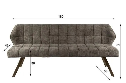 Esszimmerbank Muda | 180cm | Hoven-Stoff / Chenille | taupe-braun