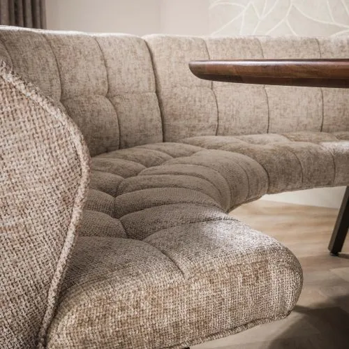 Esszimmerbank Selene 2-teilig 235cm | Halbrund | Hoven Stoff / Chenille | sand-braun