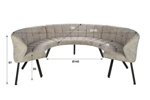 Esszimmerbank Selene 3-teilig 245cm | Rund | Hoven Stoff / Chenille | sand-braun