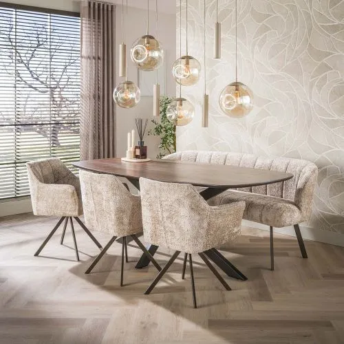 Esszimmerbank Selene | Alura Stoff / Webstoff | sand-braun