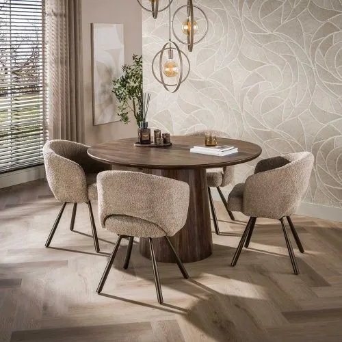 Esszimmertisch Gloria | rund | Ø130cm | Akazie massiv | braun