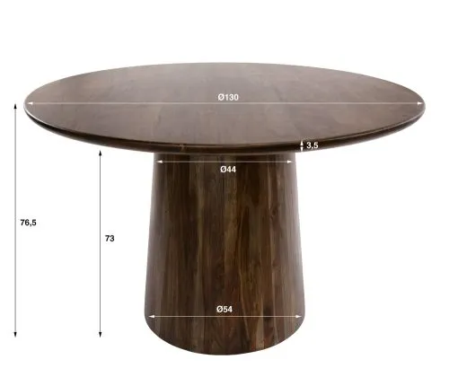 Esszimmertisch Gloria | rund | Ø130cm | Akazie massiv | braun