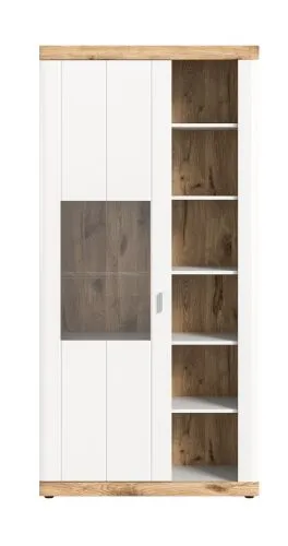 EX Vitrine Laredo | weiß / Nox Oak | LED Beleuchtung