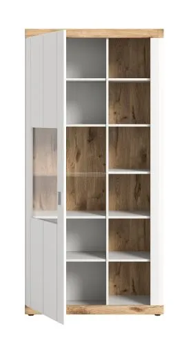 EX Vitrine Laredo | weiß / Nox Oak | LED Beleuchtung