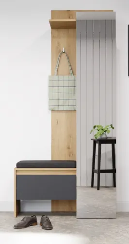 Garderobe Garderobenschrank Garderobenpaneel Tobio | Eiche / grau