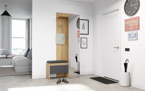 Garderobe Garderobenschrank Garderobenpaneel Tobio | Eiche / grau