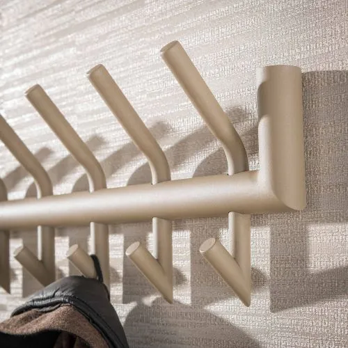 Garderobe Wandgarderobe Torino | 2x6 Haken | Stahl | beige