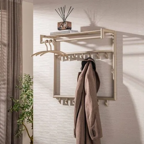 Garderobe Wandgarderobe Torino | mit 2x7 Haken | Stahl | beige