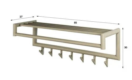 Garderobe Wandgarderobe Torino | mit Hutablage & Kleiderstange | Stahl | beige