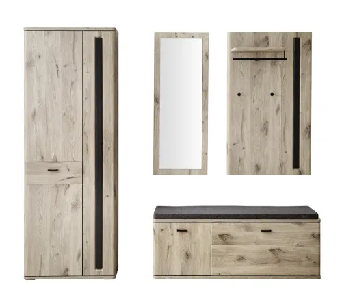 Garderoben Set 2 Colorado | Viking Oak / Graphit schwarz | 4-teilig