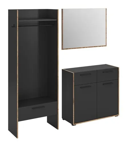 Garderoben-Set Bueno 1 | Basalt grau / Nox Oak | 3-teilig