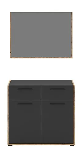 Garderoben-Set Bueno | Basalt grau / Nox Oak | 2-teilig
