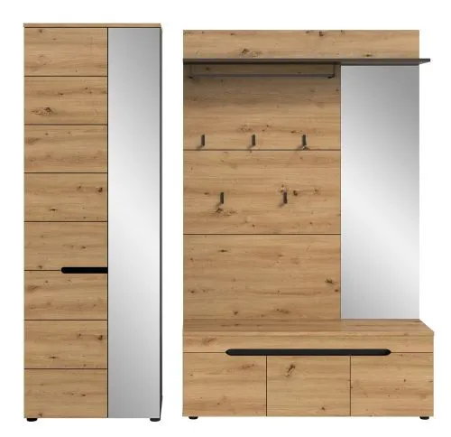 Garderoben-Set Canu 1 Basalt| grau / Artisan Eiche | 3-teilig