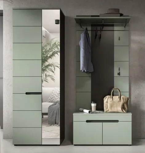 Garderoben-Set Canu 1 | Basalt grau / Smoke Green | 3-teilig mit Sitzkissen