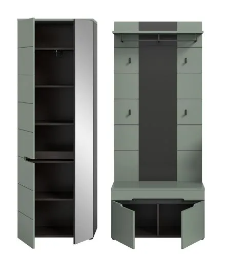 Garderoben-Set Canu 1 | Basalt grau / Smoke Green | 3-teilig ohne