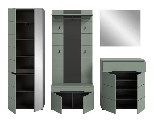 Garderoben-Set Canu 1 | Basalt grau / Smoke Green | 5-teilig ohne