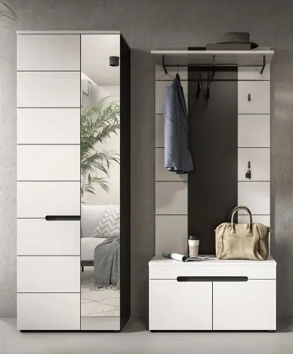 Garderoben-Set Canu 1 | Basalt grau / Weiß | 3-teilig ohne