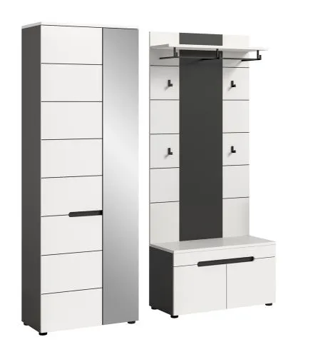 Garderoben-Set Canu 1 | Basalt grau / Weiß | 3-teilig ohne