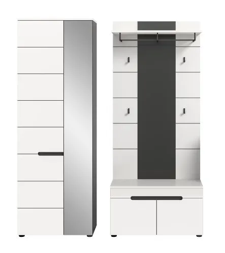 Garderoben-Set Canu 1 | Basalt grau / Weiß | 3-teilig ohne