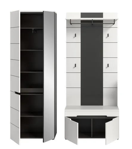 Garderoben-Set Canu 1 | Basalt grau / Weiß | 3-teilig ohne