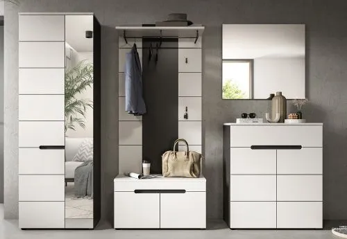 Garderoben-Set Canu 1 | Basalt grau / Weiß | 5-teilig