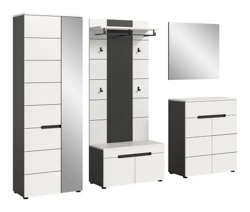 Garderoben-Set Canu 1 | Basalt grau / Weiß | 5-teilig