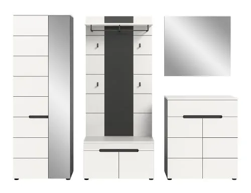 Garderoben-Set Canu 1 | Basalt grau / Weiß | 5-teilig