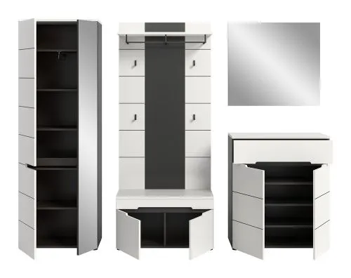 Garderoben-Set Canu 1 | Basalt grau / Weiß | 5-teilig ohne