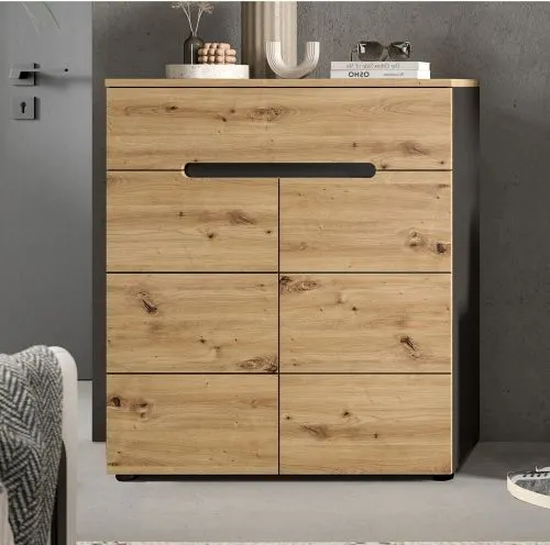 Garderoben-Set Canu 1 | grau / Artisan Eiche | 4-teilig mit Sitzkissen