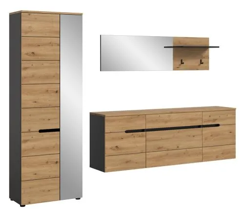 Garderoben-Set Canu 2 | Basalt | grau / Artisan Eiche | 3-teilig