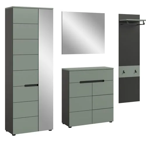 Garderoben-Set Canu 2 | Basalt grau / Smoke Green | 4-teilig