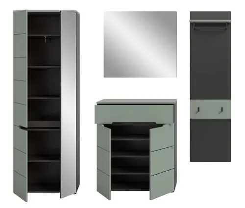 Garderoben-Set Canu 2 | Basalt grau / Smoke Green | 4-teilig
