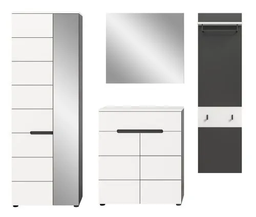 Garderoben-Set Canu 2 | Basalt grau / Weiß | 4-teilig