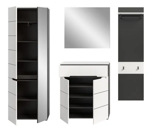 Garderoben-Set Canu 2 | Basalt grau / Weiß | 4-teilig