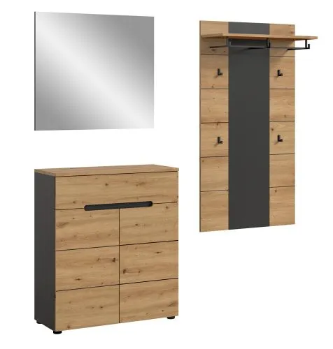 Garderoben-Set Canu 3 | Basalt grau / Artisan | 3-teilig