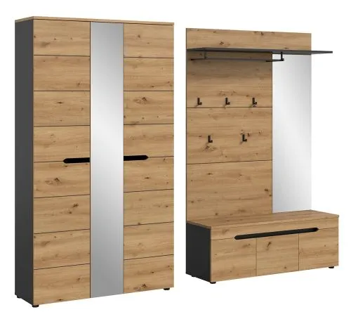 Garderoben-Set Canu 3 | Basalt grau / Artisan Eiche | 3-teilig