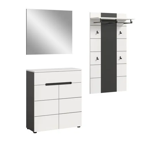 Garderoben-Set Canu 3 | Basalt grau / Weiß | 3-teilig