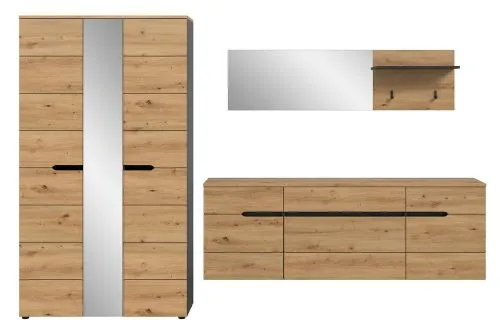 Garderoben-Set Canu 4 | Basalt grau / Artisan Eiche | 3-teilig