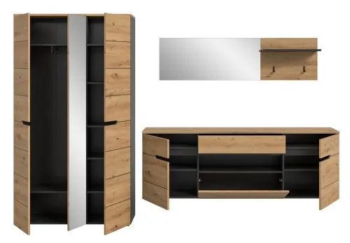 Garderoben-Set Canu 4 | Basalt grau / Artisan Eiche | 3-teilig
