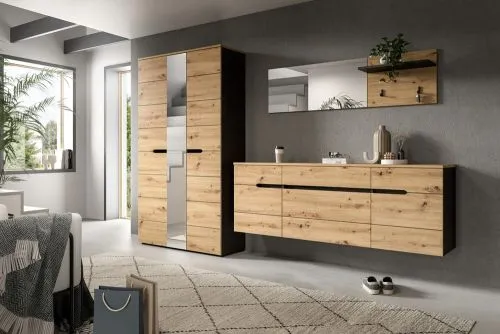 Garderoben-Set Canu 4 | Basalt grau / Artisan Eiche | 3-teilig