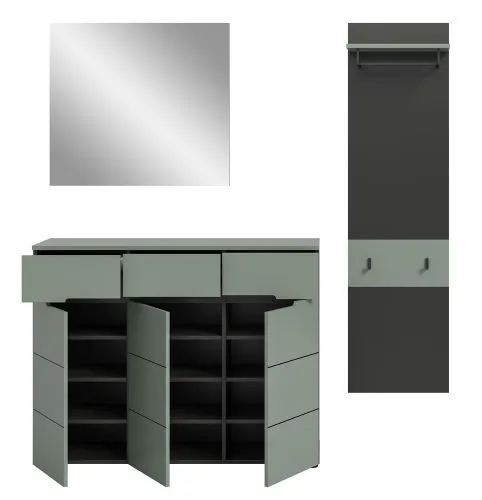 Garderoben-Set Canu 4 | Basalt grau / Smoke Green | 3-teilig