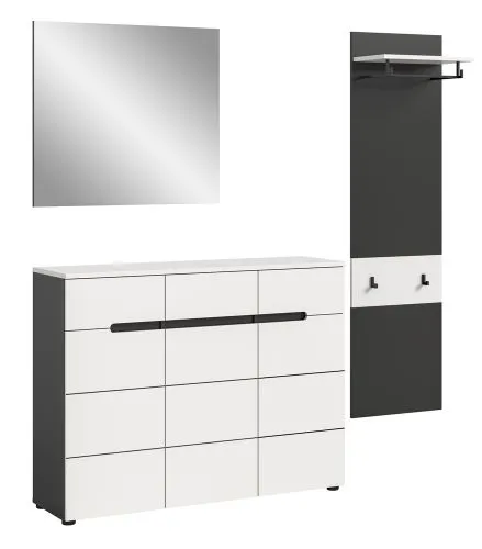 Garderoben-Set Canu 4 | Basalt grau / Weiß | 3-teilig