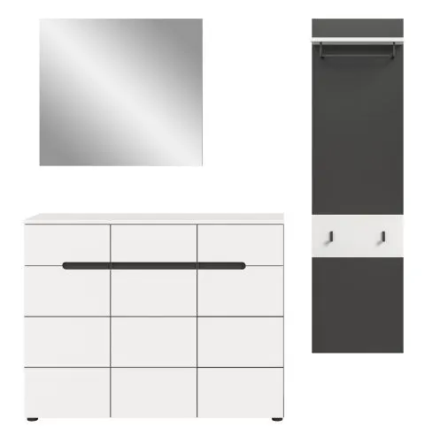 Garderoben-Set Canu 4 | Basalt grau / Weiß | 3-teilig